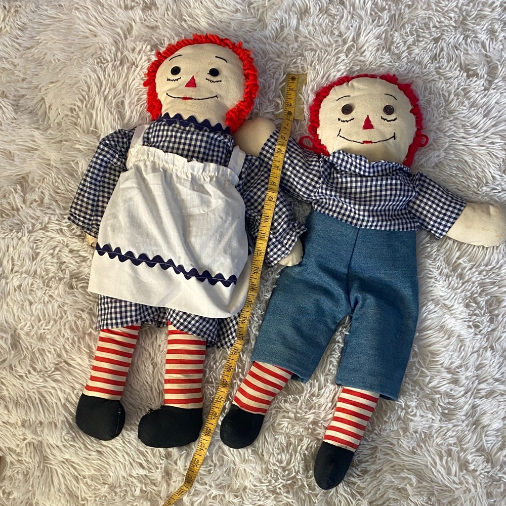 Classic Raggedy Doll Set with Red Hair vintage